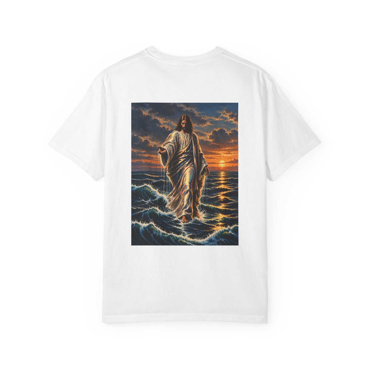 Jesus walks on water - pixel design t shirt