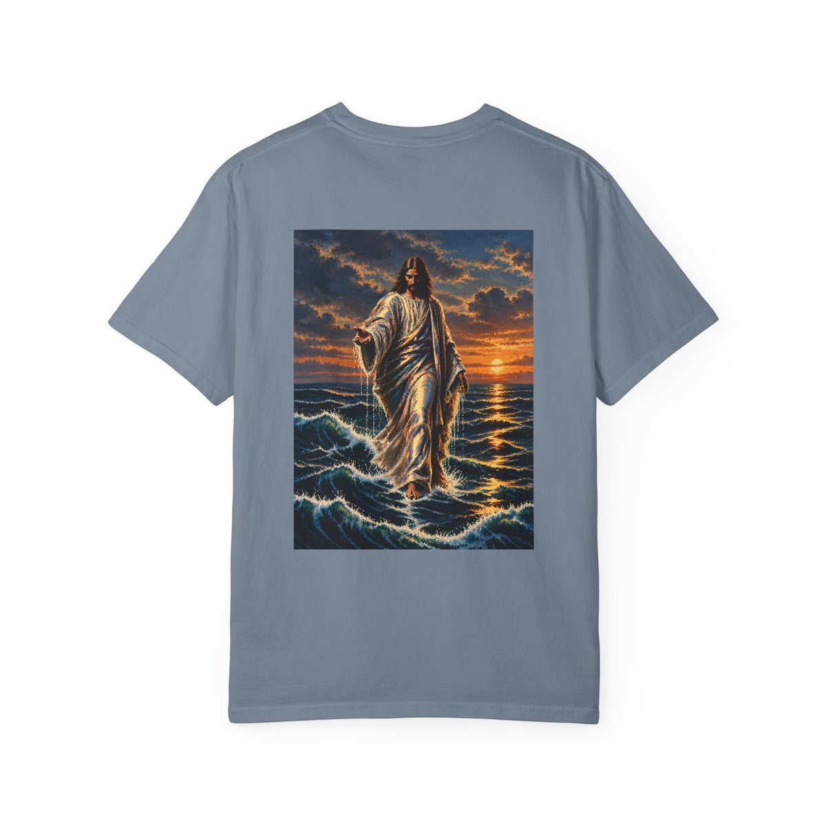 Jesus walks on water - pixel design t shirt