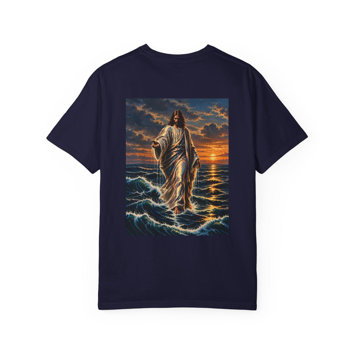 Jesus walks on water - pixel design t shirt