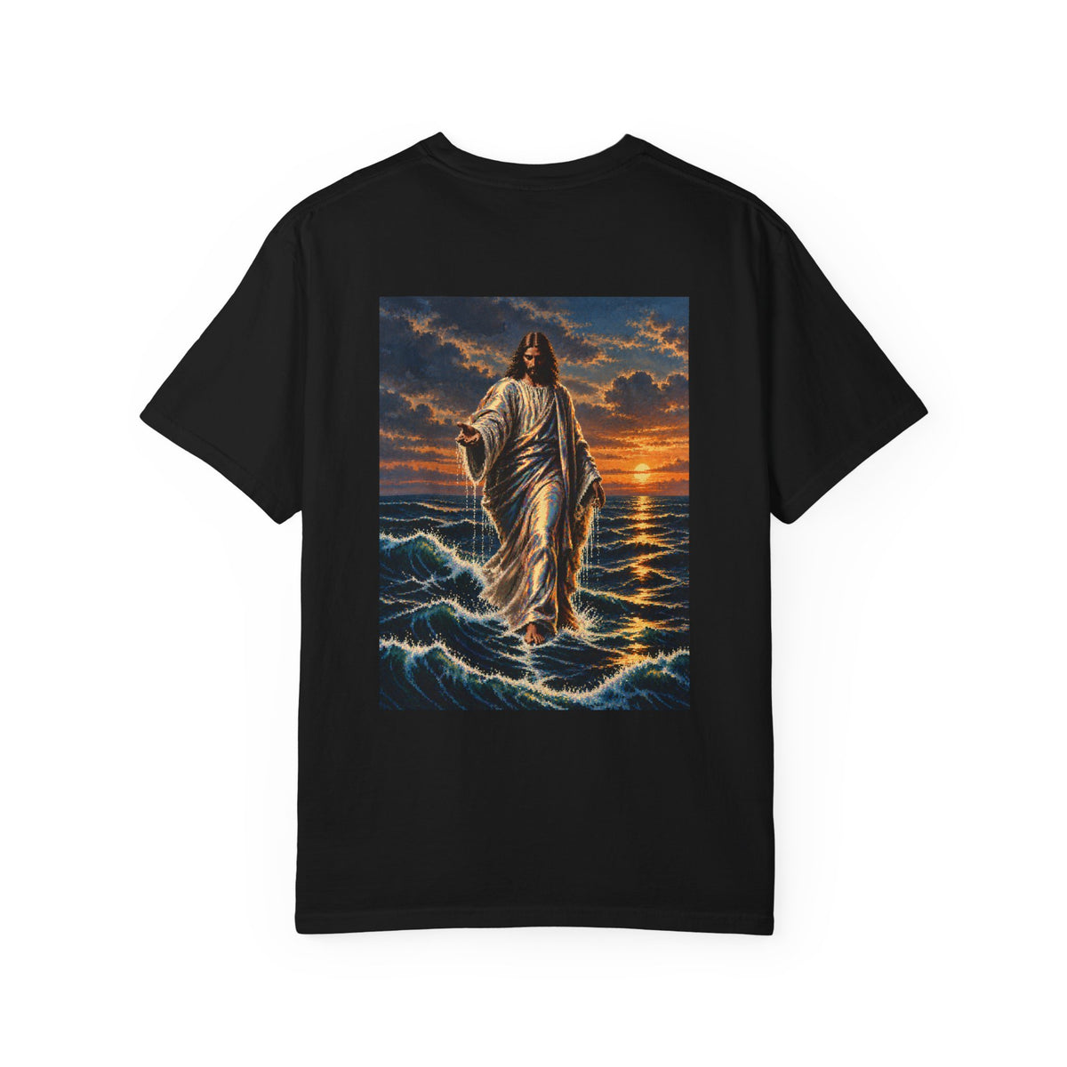 Jesus walks on water - pixel design t shirt