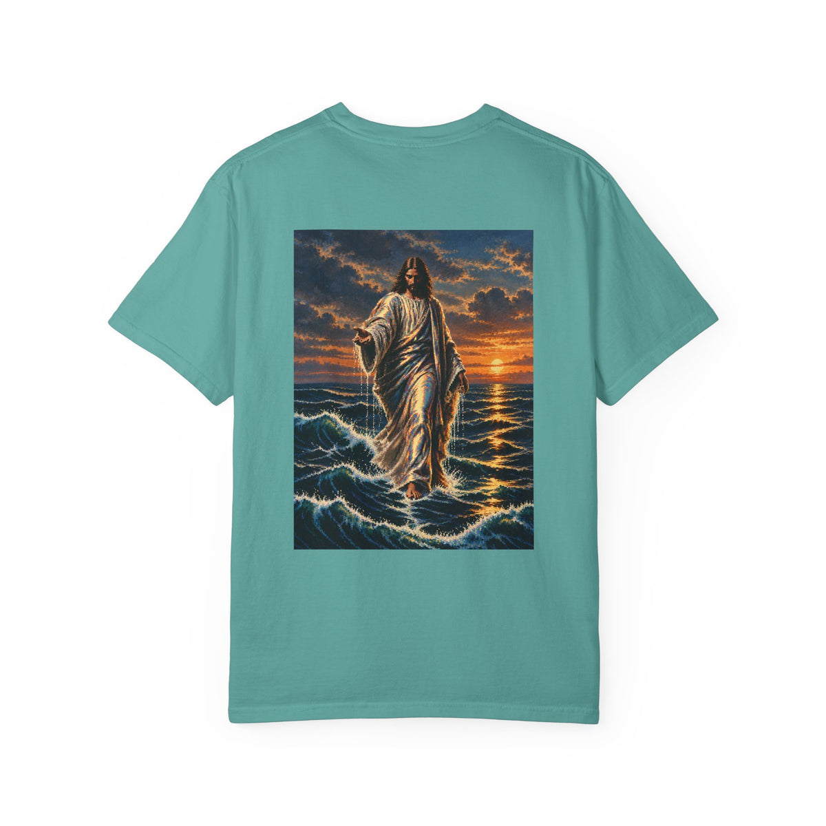 Jesus walks on water - pixel design t shirt